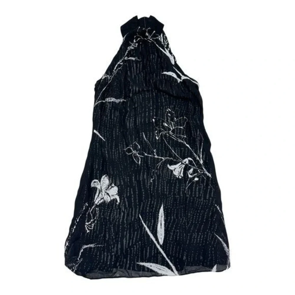 Joseph‎ Ribkoff Black White Floral Lily Halter Neck Dress Size 10 Cocktail K1489